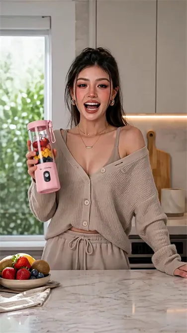 Wan 3.0 AI video example: Portable Blender UGC Kitchen Lifestyle