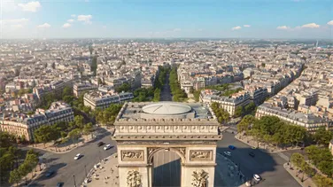 Wan 3.0 AI video example: Surreal Pink Plush Art Installation at Arc de Triomphe